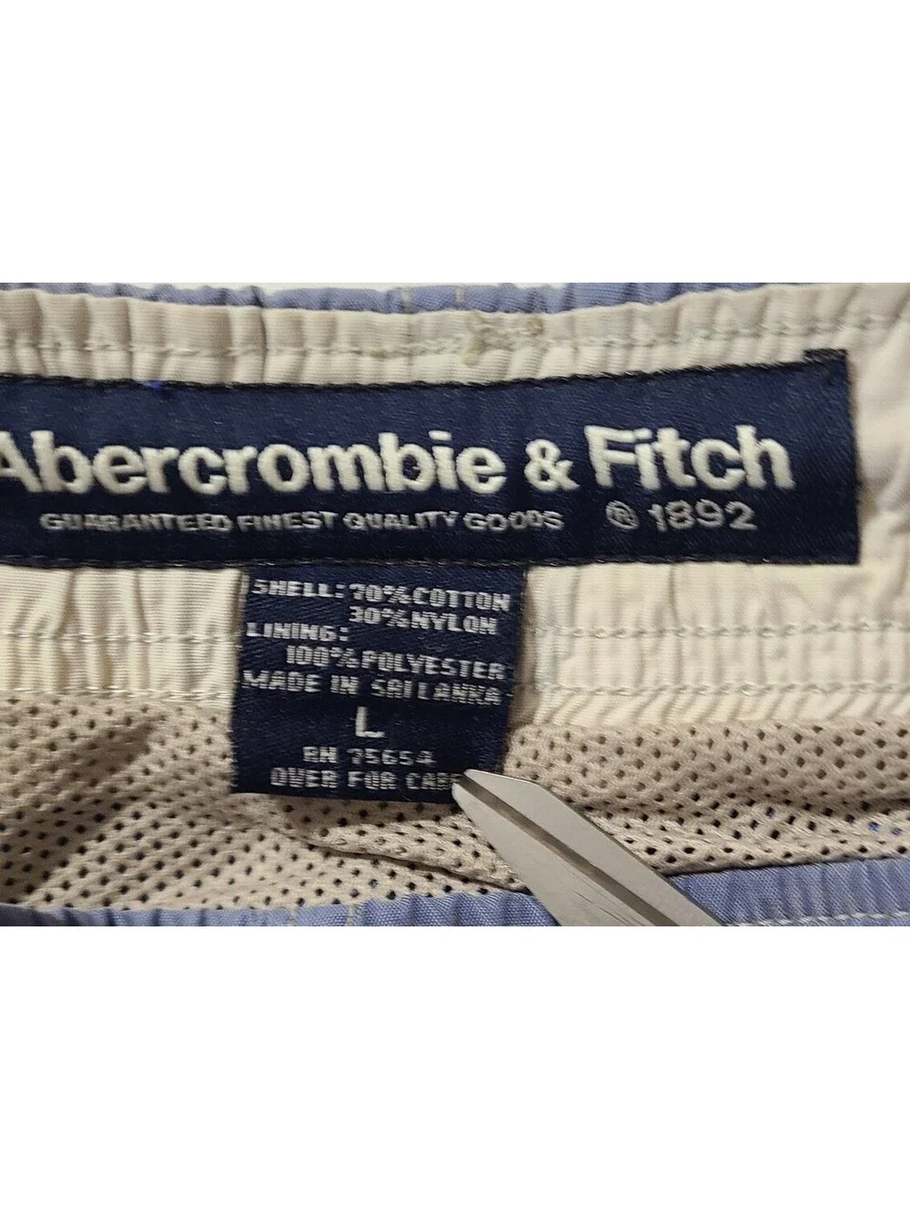 Abercrombie & Fitch Cargo Board Shorts Mens Size Large Blue Drawstring Swim Surf